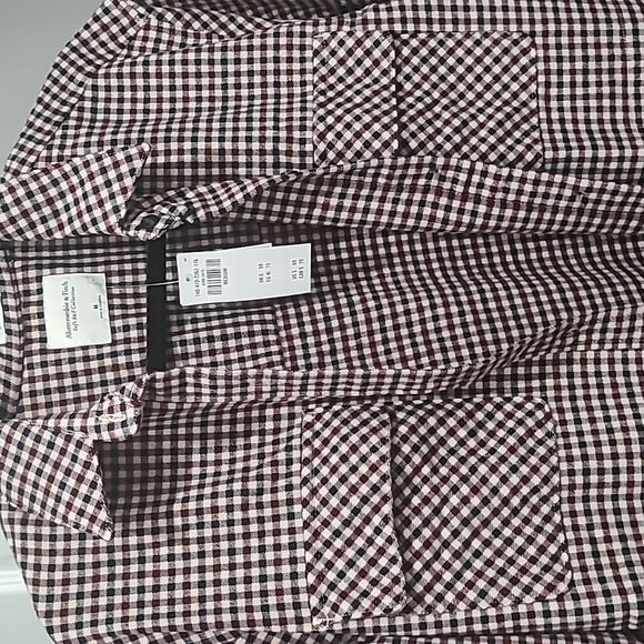 Abercrombie and fitch womens oversized burgundy check shirt flannel top - Picture 4 of 9
